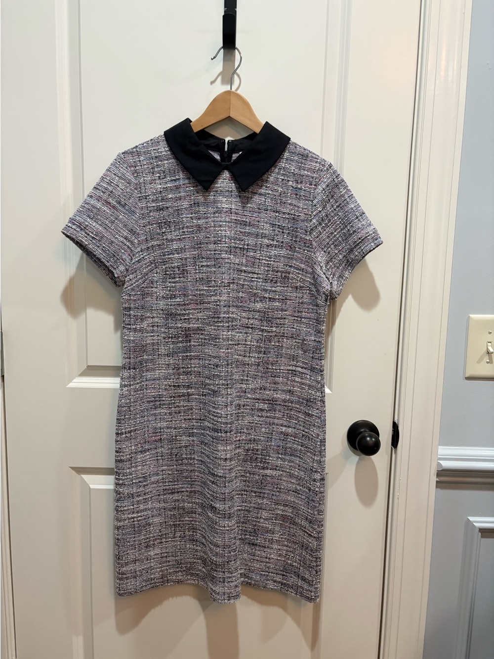 Maison Jules Metallic Striped Tweed Shift Dress